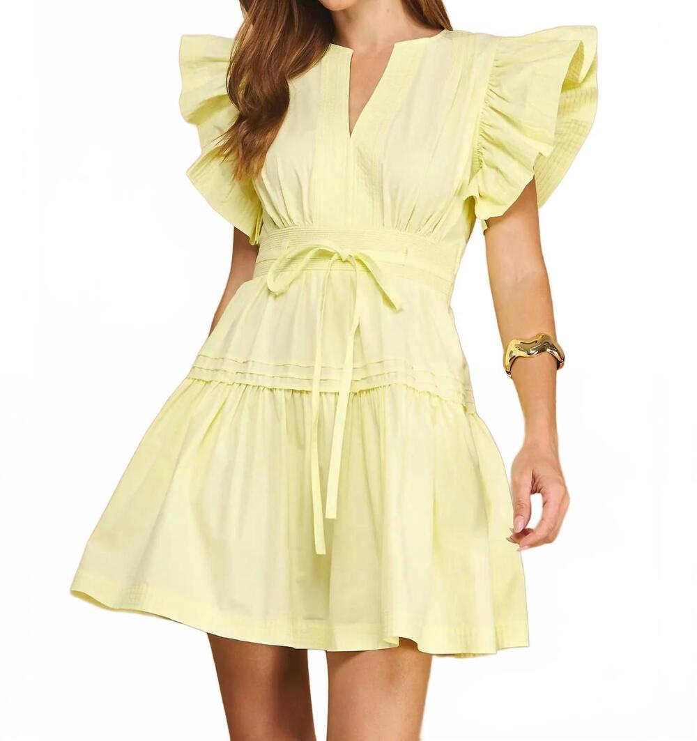 NEW STRUT & BOLT flutter sleeve poplin mini dress in yellow